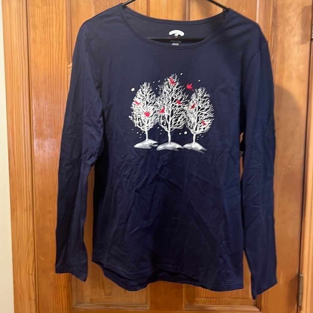 NWT Holiday Time Christmas long sleeve tee shirt size large (12/14).